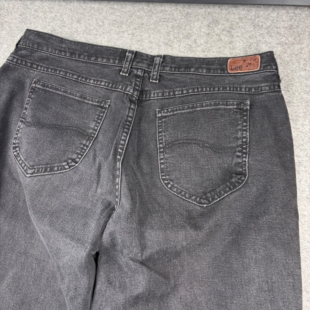 Lee Relaxed Straight Leg Jeans Women 16 Medium Black Denim High Rise Y2K Outdoor - Picture 9 of 14